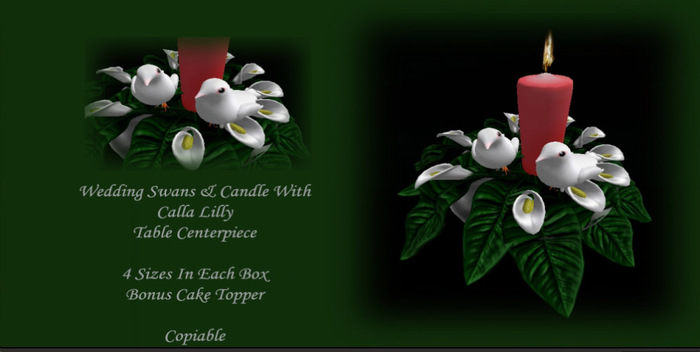 Red Doves/Calla Lily Candle Centerpiece/Cake Topper *CHB*