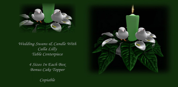 Green Doves & Calla Lily Candle Table Centerpiece *CHB*