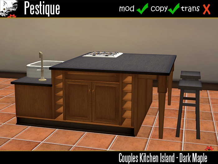 Couples Kitchen Island - Dark Maple