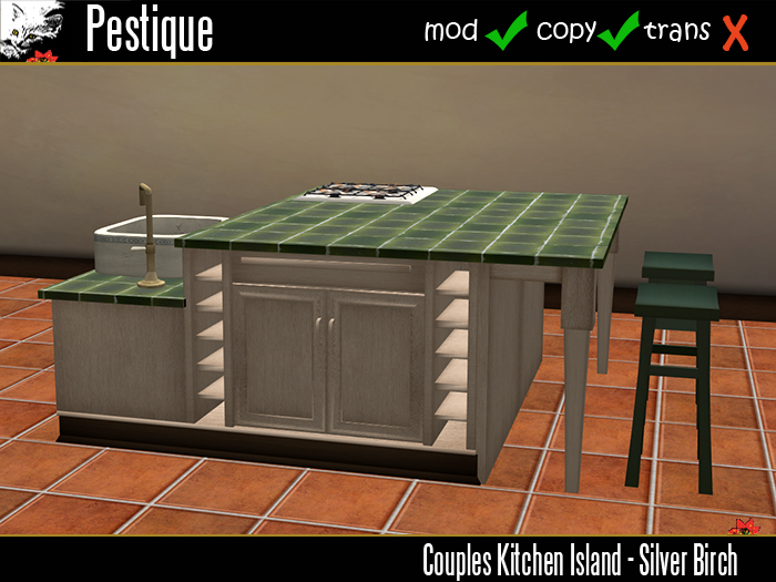 Couples Kitchen Island - Silver Birch