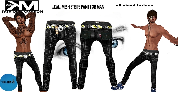 ::KM:: MESH STRIPE PANT FOR MAN