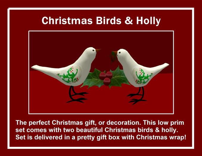 CHRISTMAS BIRDS & HOLLY (In wrapped gift box) **Less Than Half Price Sale Until Christmas**