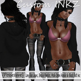 Custom iNKZ - Possessive Mauve Bra, Mesh Open Hoodie, Low Rise Jeans & Black Belt [NEW]