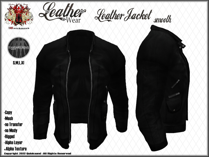 Q.s. Black Leather Jacket/smooth/Mesh 