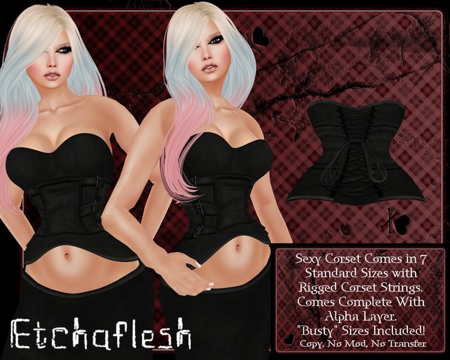 [Etchaflesh] DEMO Slayer Cyberlesque Corset *MESH* ALL STYLES