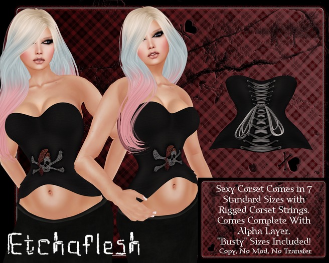 [Etchaflesh] DEMO Pirate Bling Cyberlesque Corset *MESH* ALL STYLES