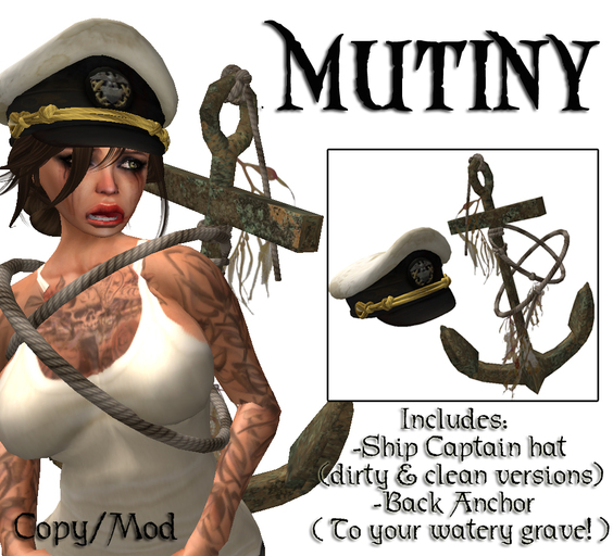 .:-CatniP-:. Mutiny! Captain hat & back Anchor 