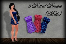 3 Dotted Dresses (Purple, Blue, Pink)