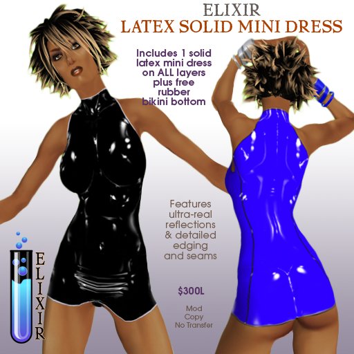 ELIXIR Latex Solid Mini-Dress -BLACK