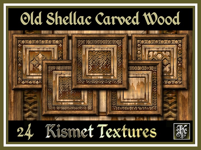 *Kismet* Old Shellac Carved Wood Textures (24)