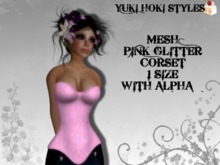 YHS Mesh Pink Glitter Corset
