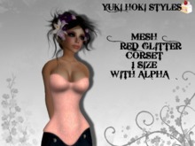 YHS Mesh Red Glitter Corset