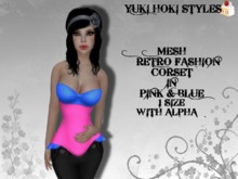 YHS Retro Fashion Mesh Corset Blue