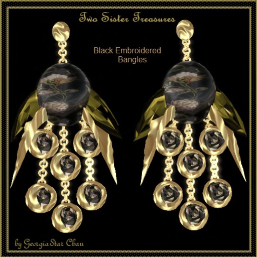 TST Black Embroidered Earrings