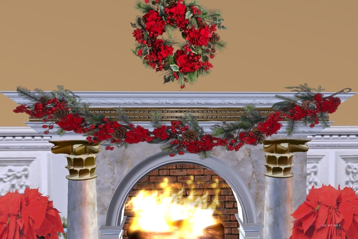 Christmas Swag Garland 7 - Red Hydrangea