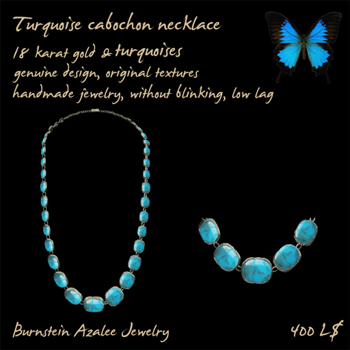 Turquoise cabochons necklace v. 01