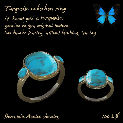 Turquoise cabochon ring v. 01