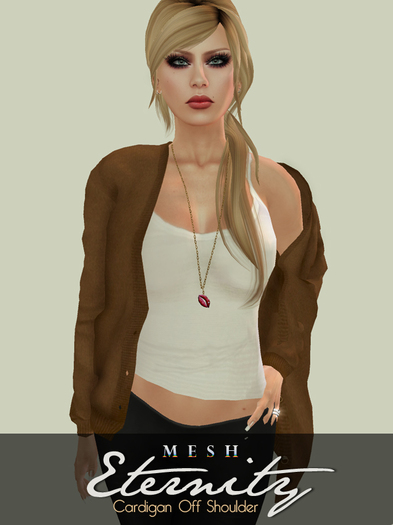 .::Eternity::. Mesh Cardigan Off Shoulder - Caramel