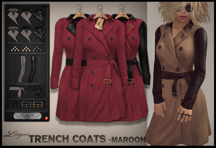*League* TrenchCoat -Maroon