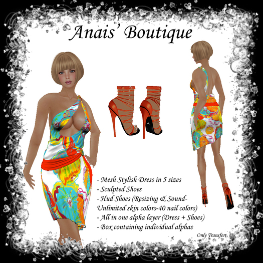 Anais' Mesh Stylish Dress Orange