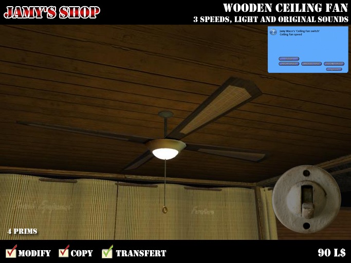 Wooden Ceiling Fan - Blade Fan - with Menu (Home accessory)