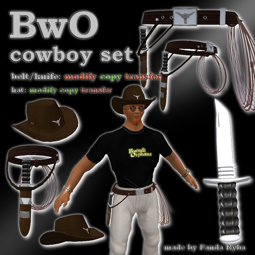 Bwo Cowboy set - belt, hat and knife