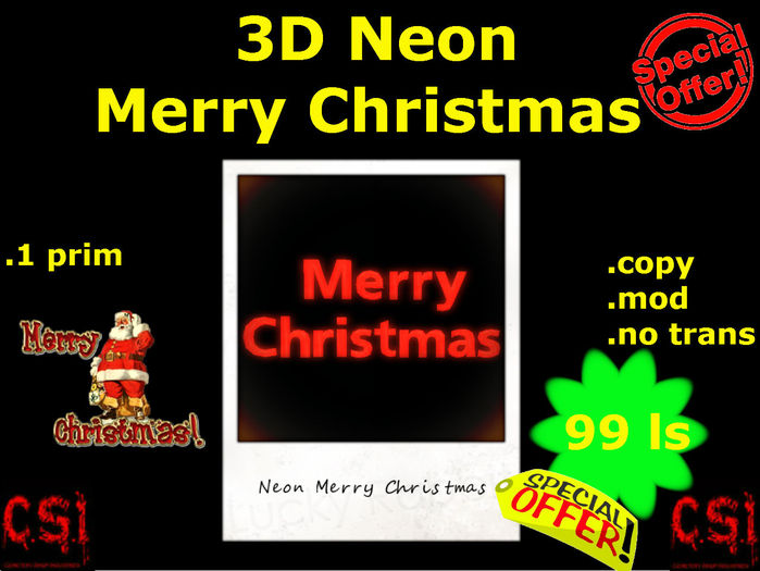 3D Neon Merry Christmas (box)
