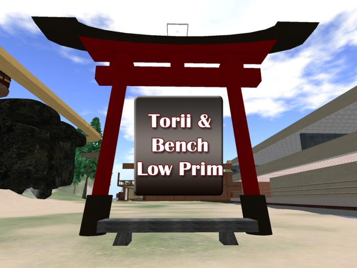 Japanese Props- Torii & Stone Bench (Low Prim)(Boxed)