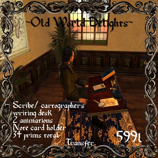 Scribe/Cartographer's writing desk - 34 prims 