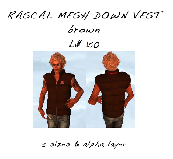 RASCAL down vest brown