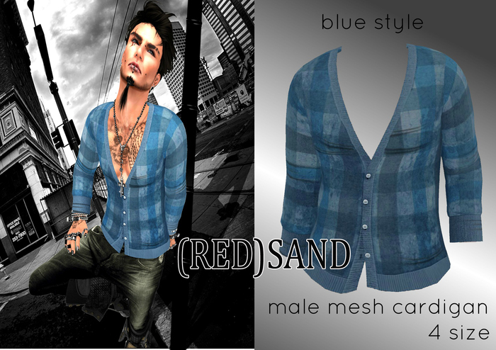 (red)sand_Mens Cube cardigan's_blue