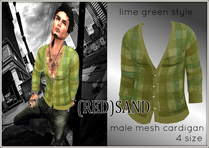 (red)sand_Mens Cube  cardigan's_green
