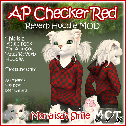 ::Monalisa's Smile:: Reverb Hoodie - MOD red checker