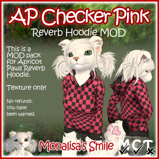 ::Monalisa's Smile:: Reverb Hoodie - MOD pink checker