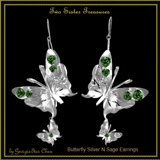 TST Butterfly Silver Sage Earrings