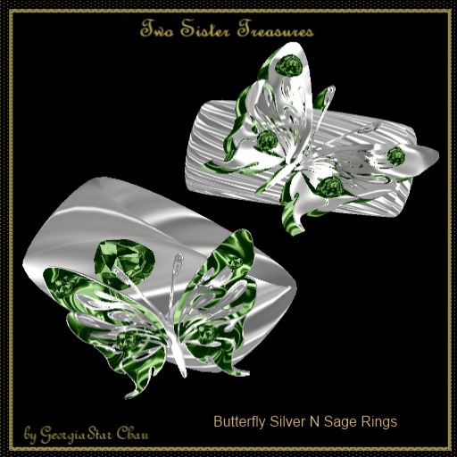 TST Butterfly Silver Sage Rings