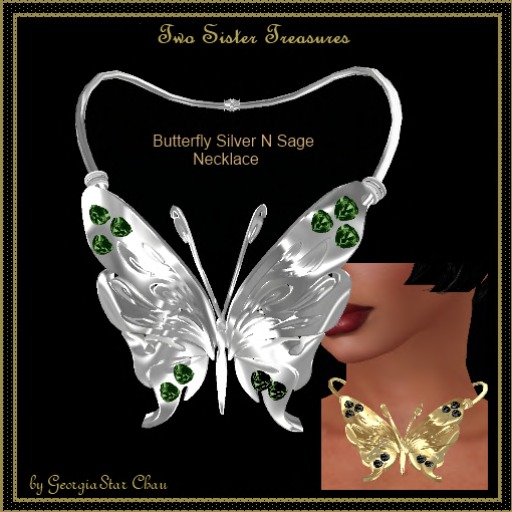 TST Butterfly Silver Sage Necklace