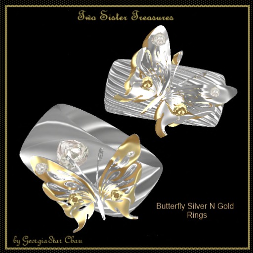 TST Butterfly Silver N Gold Rings