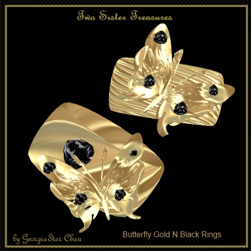 TST Butterfly Gold N Black Rings