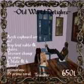 Arch cupboard/antique drop leaf table/ 2 chair - Blue