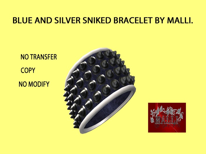 Blue and silver spiked bracelet by Malli.