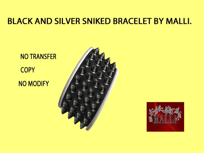 Black and silver spiked bracelet by Malli.