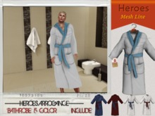 HEROES ART. Pulse Towel BathRobe Mesh Rigged White/ Light SkyMALE MAN Body Wrapped Male Bathrobe