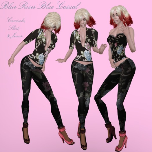 Blue Roses Black Jeans w Omega appliers