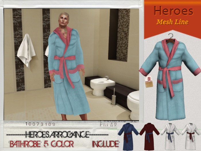 HEROES ART. Pulse BathRobe Mesh Rigged Tramonto  MALE MAN Body Wrapped Male Bathrobe