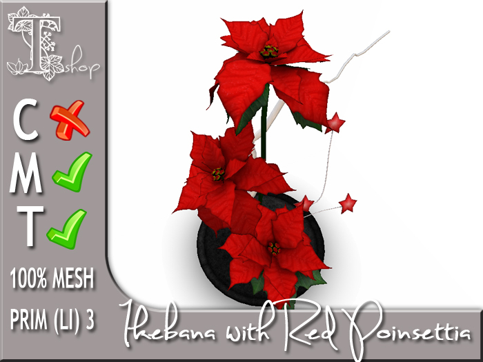 Terrashop  - Ikebana with Red Poinsettia 100% original mesh
