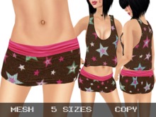 Mini Skirt Brown Stars - Mesh