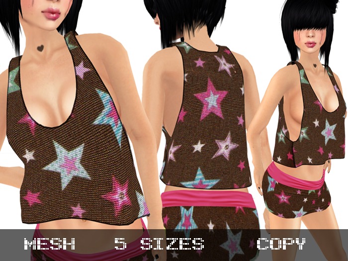 Top Loose Brown Stars - Mesh