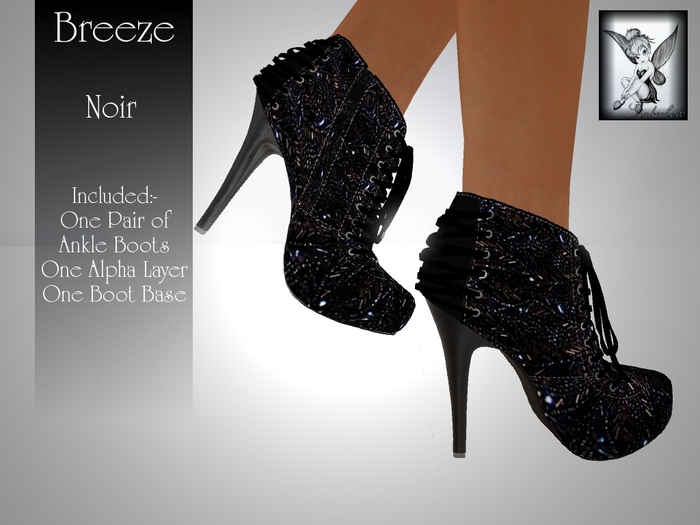 ~TB~ Breeze Ladies Ankle Boot -  Noir Beads & Sequins