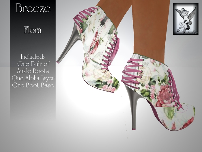 ~TB~ Breeze Ladies Ankle Boot -  Flora cream & Pink floral